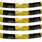 Pack Of 5 Black & Gold Foil Fringe Banner Garlands - 90ft Of Party Decorations!