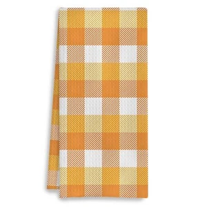 Fall Buffalo Plaid Kitchen Towels Orange White Dish Hand Towels Decor 16x24 - Picture 1 of 6