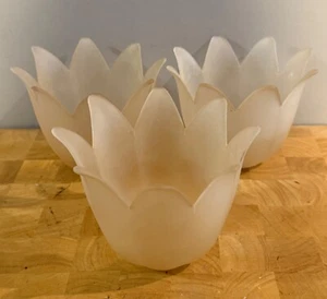Collection of 3 Vintage Tulip Shape Frosted Glass Lamp Shades - Picture 1 of 3