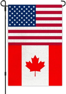 Canada USA Friendship Garden Flag12X18 in Burlap Canadian America US Outdoor Ban - Picture 1 of 12