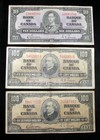 1937 Set Of 3 Canada Paper Money Banknotes $10 $100 $100 * 3 Notes*