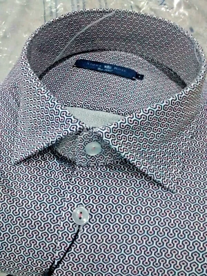 NWT Stone Rose men's size 4(Large)Short sleeve button down Knit Shirt Abstract/R - Image 1 of 4