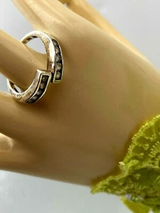 Vintage Sterling Silver Ring Rhinestone Crystal Glass 3.09g Size P - Picture 1 of 9