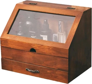 Vintage Tabletop Organizer with Glass Top Compartment -2-Tier Display Cabinet fo - Picture 1 of 12