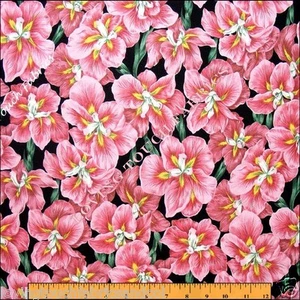 2002 KONA BAY LOVELY PINK FLOWERS COTTON FABRIC 1/2 YARD (18" X 44") - Picture 1 of 2