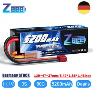 Zeee 3S Lipo Akku 11.1V 80C 5200mAh Hardcase Deans T für RC LKW Auto Boot Buggy - Bild 1 von 11