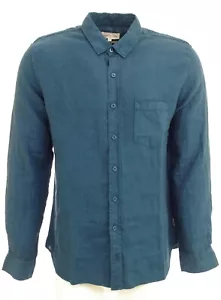 Men's Long Sleeve Blue Amiral Linen Shirt With Pocket Slim Fit Harris Wilson - Picture 1 of 9