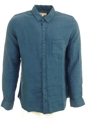 Chemise lin poche homme manches longues bleu Amiral slim fit Harris Wilson - Photo 1/4