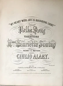 ALARY " POLKA SONG " 1852 SHEET MUSIC AS SUNG BY HENRIETTE SONTAG - Picture 1 of 2