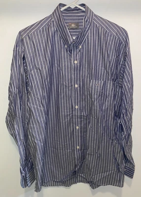 Camisa de vestir Lacoste para hombre talla 42 con botones gris a rayas manga larga algodón Foto 1 de 4