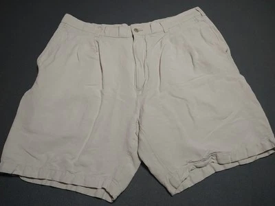 Pantalones Cortos Portafolio Perry Ellis Hombre 36/7.5 Crema Lino/Rayón Plisado Diseño Cena Foto 1 de 4