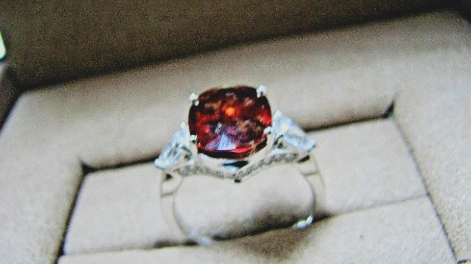 GIA Cert, натуральный неотапливаемый сапфир ~ 5,20 карат общий набор в платине размер 6,5 кольцо  - Изображение 1 из 4