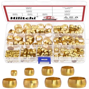 8Sizes Tube OD 4mm-16mm Brass Compression Sleeves Ferrules Compression Fittin... - Picture 1 of 7