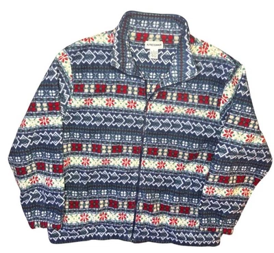 Alfred Dunner Christmas Fleece Jacket Women’s Large Full Zip Fair Isle Hong Kong - Image 1 of 4