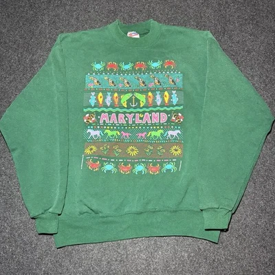 Vintage Maryland Sweatshirt Nature Blue Crab Habitat Size Extra Large 90’s - Image 1 of 4