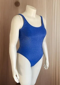 No Boundaries Junior Crinkle One Piece Swimsuit L (11-13) Sparkly Blue - Picture 1 of 6
