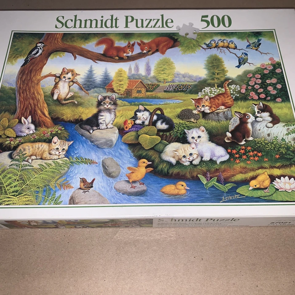 Rompecabezas gato Schmidt Kitten By The Stream 500 piezas Foto 1 de 4
