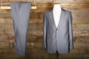 VERSACE CLASSIC 44R 38W 32L Gris Rayas Ligero Lana Seda Prob No Original - Imagen 1 de 10