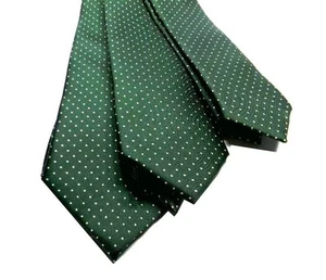 Corbata Hombre Lunares Verde Puntos Blanco de Seda Encaje Stilet Varios Delgados - Imagen 1 de 8