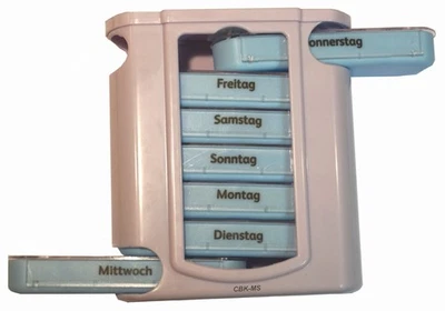 CBK-MS Pillendose Pillenbox 7 Tage 4 Tageszeiten Medikamentendosierer Tablettenbox
