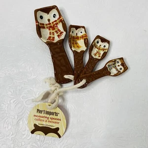 Pier 1 Juego Decorativo de 4 Cucharas Medidoras de Cerámica Marrón Invierno Temáticas BÚHO - Imagen 1 de 5