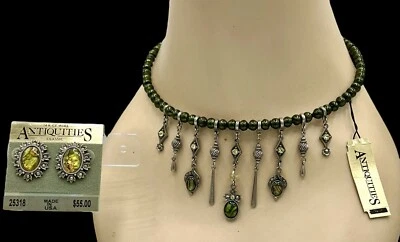 Conjunto de aretes collar marcasita perlas de agua dulce abulón amarillo parure Foto 1 de 4