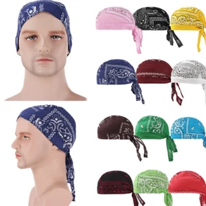 Durag Bandana Sports Du Rag Men Women Scarf Head Rap Tie Down Band Bike Cap Hat - Imagen 1 de 129