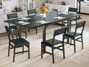 7Piece Dining Table Set for 4-6 Extendable Kitchen Table Cushion Chairs Set of 6 - Picture 1 of 9