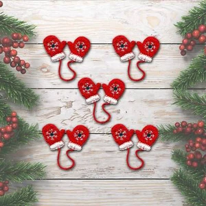 Christmas Mittens Patches (5-Pack) Christmas Embroidered Iron On Patch Applique - Picture 1 of 3