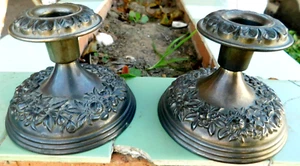 Godinger~Set of 2 Silver Pewter Candle Stick Holders 3 1/4" (H) - Picture 1 of 18