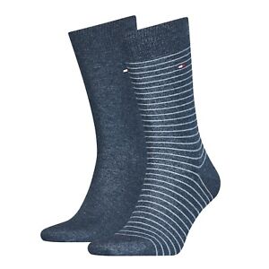Tommy Hilfiger Men's Small Stripes/Plain Duo Socks 2Pack - Grey