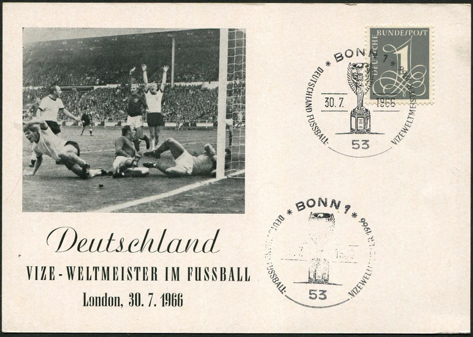 Germany Bonn 1966 Soccer Football Vice World Champion Postmark London Final - Image 1 of 1