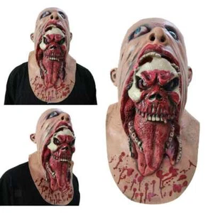 ZOMBIE LATEX FACE MASK SCARY HALLOWEEN HORROR COSTUME FANCY DRESS ACCESSORIES - Picture 1 of 12