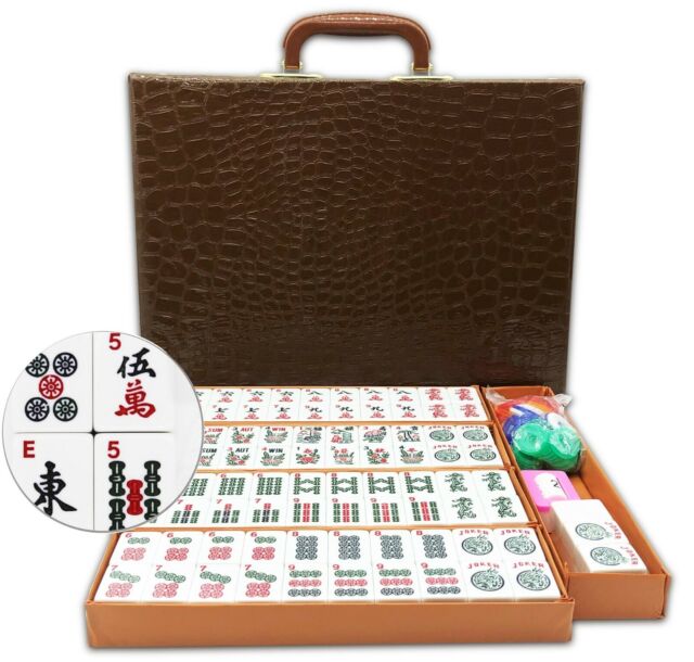 高級壓克力麻將 Chinese Numbered X-Large Green Tiles Mahjong set / Board Game US  Seller