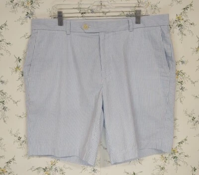 Brooks Brothers Seersucker Bermuda Shorts Men's 38 Blue White Striped Flat Front - Image 1 of 4