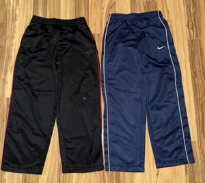 Nike Boys Sweatpants Sz 6 Y2K Wide Leg Dri-fit Navy Blue EUC Black Worn Knee - Picture 1 of 9