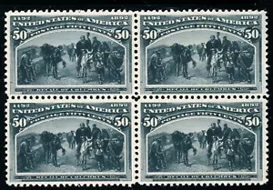 USAstamps Unused VF-XF US 1893 Columbian Expo Block of 4 Scott 240 DOG MNH +Cert - Picture 1 of 6