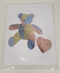 14" Patchwork Memory Teddy Bear with Heart Sewing Pattern Uncut - Picture 1 of 15