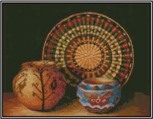 Native American Basket and Potteries Cross Stitch Chart #21-115 - Picture 1 of 1