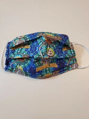 Adult Face Mask, Grateful Dead Tie Dye Print Fabric, Hippie Rock Music, Handmade - Image 1 of 2