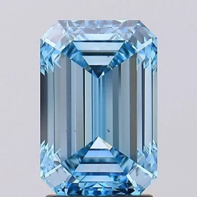 2.56ct Fancy Vivid Blue CVD Lab-Grown Diamond Emerald Cut IGI VS1 - Image 1 of 4