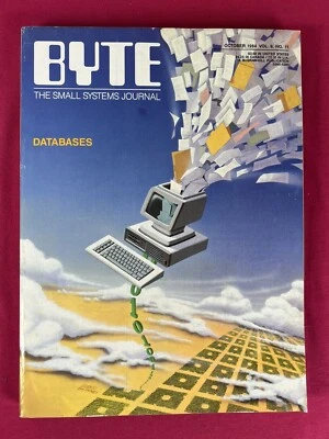 Oct 1984 BYTE MAGAZINE v9 #11 - DATABASES - Classic ROBERT TINNEY Cover! VF- - Image 1 of 3