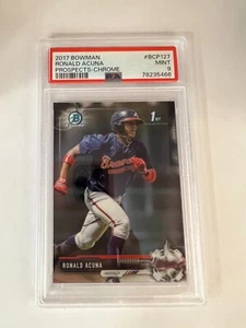 Ronald Acuña Jr. 2017 Tarjeta Bowman Prospects cromada #BCP clasificada PSA COMO NUEVA 9 - Imagen 1 de 2