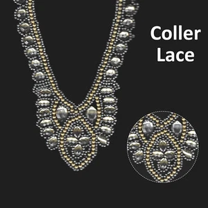 Estrás Diamante Cristal Encaje Cuello de Encaje 1-50 piezas Oro Vestido de Boda Yugo Aplique - Imagen 1 de 12
