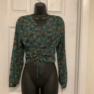 L.I.F.E. Love Is For Eternity Women’s/ Juniors Green Floral Top Size Small - Image 1 of 4