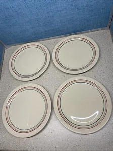 (4) IROQUOIS CHINA "PENDLETON" Dinner Plates 9” RESTAURANT WARE 3 STRIPES - Picture 1 of 10