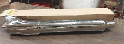 Nuevo Silenciador Cromo Sin Cordones Roadhawk Clásico Cola de Pescado 27 pulgadas Harley Custom Cruis Foto 1 de 4