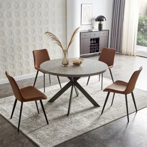 JIEXI  47" Round Dining Table Set for 4, Kitchen Table with PU Leather Chairs - Picture 1 of 15