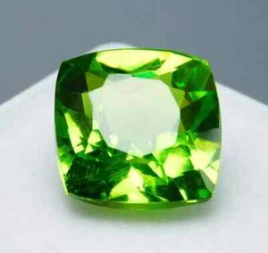 Glossy Green Peridot EGL Certified Cushion Cut Size 10 Ct Natural Loose Gemstone - Picture 1 of 5