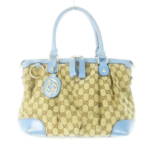 Bolso de Mano Gucci Sookie 2 Vías Lona Cuero Gg Patrón Azul - Imagen 1 de 9